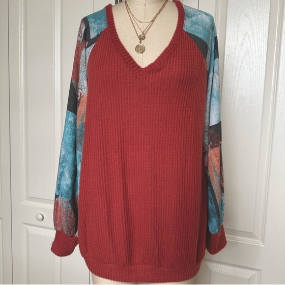 🆕 Waffle Knit Sweater Top Fall Boutique Clothing Style Comfy Soft Long Sleeve - Picture 2 of 8